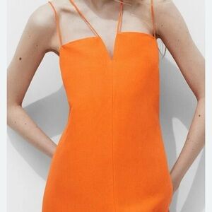 Massimo Dutti Strapless Orange Dress -NWT
